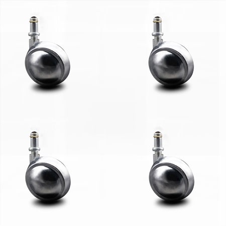 Service Caster 2.5 Inch Bright Chrome Metal Ball Caster - 7/16 Grip Ring Stem - SCC, 4PK SCC-GR01S25-DCS-BC-71678-4